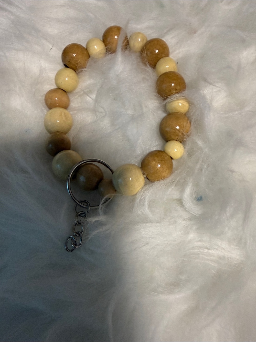 Beaded Stretch Bracelet - Cream & Brown